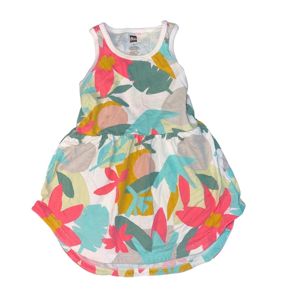 Tea Collection Toddler Girls Floral Sleeveless Cotton Floral Dress Size 2